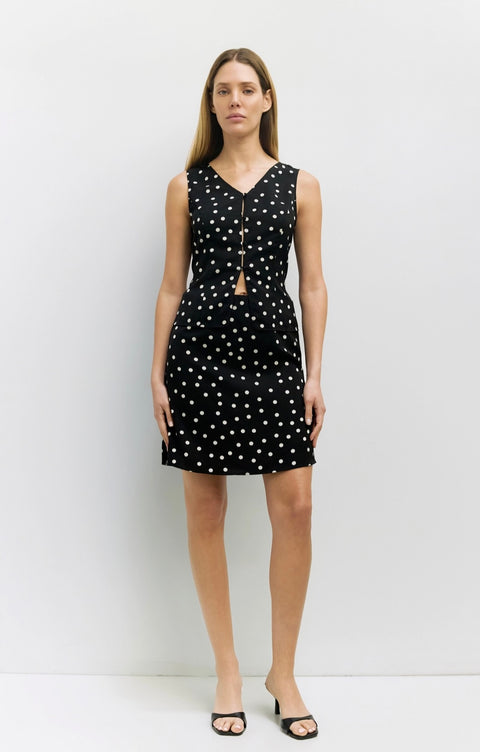 The Kelly Skirt | Satin Polka Dot Skirt