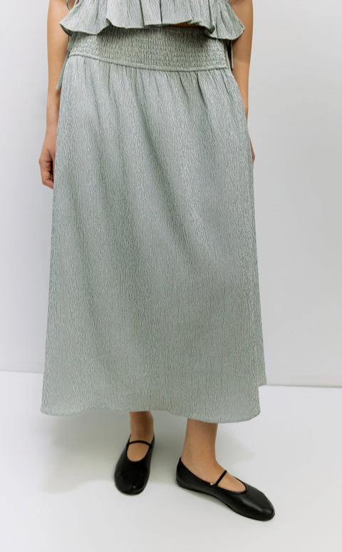 The Malorie Skirt - Smocked Waist Textured Midi Skirt