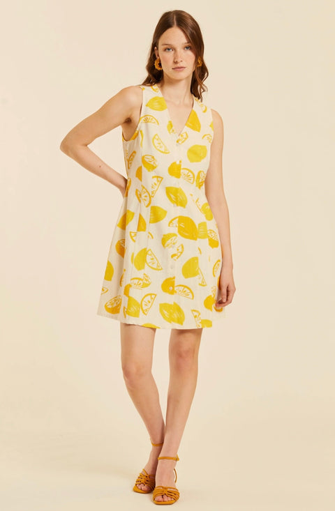 Lemon Print Mini Dress