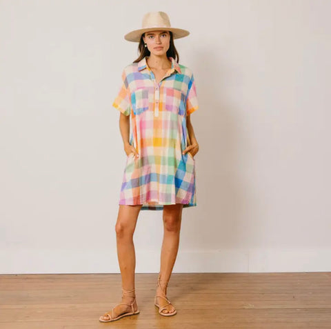 Rainbow Plaid Mini Dress