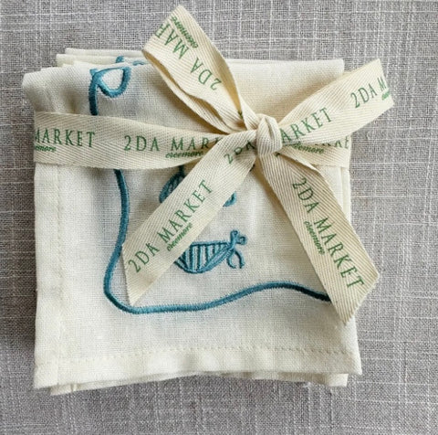 Bathers Embroidered Cocktail Napkin Set