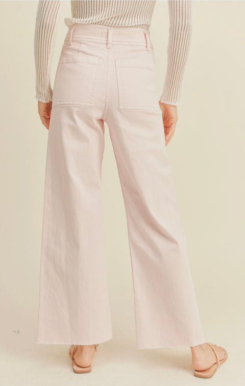 Straight Wide Leg cotton Pants-Strawberry