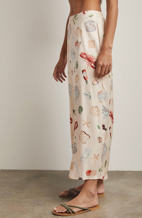 Coastal Picnic Graphic Midi Skirt