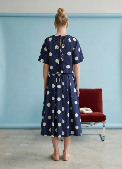 Polka Dot Tie Back Blouse