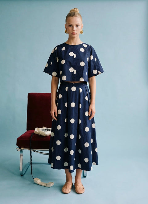 Polka Dot Tie Back Blouse