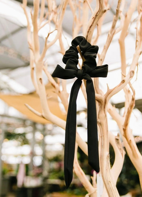 Black Long Bow Scrunchie