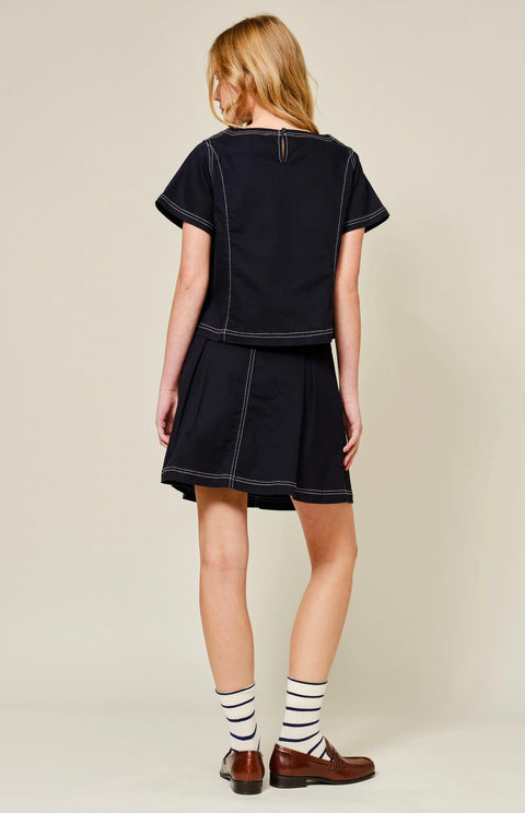 A Line Boat Neck Cotton Top