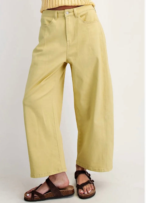 Mid Rise Barrel Cotton Twill Jeans