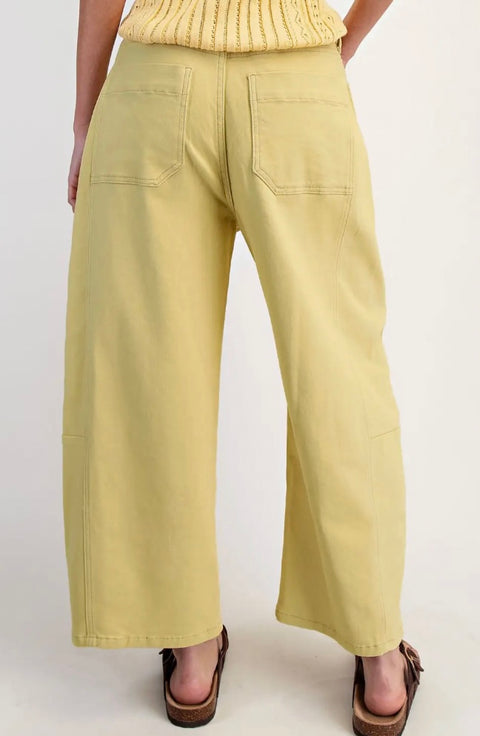 Mid Rise Barrel Cotton Twill Jeans