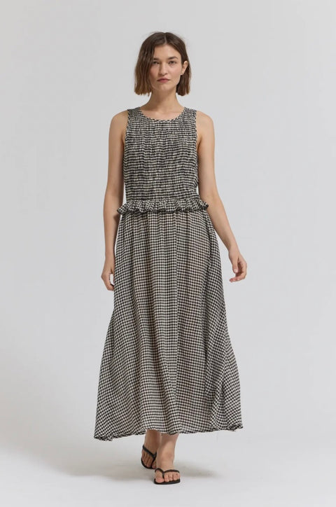 Sleeveless Smocked Top Gingham Dress-options