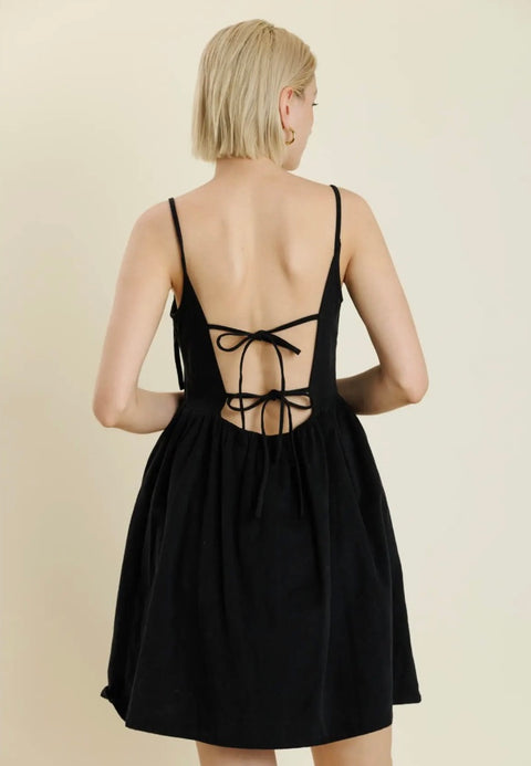 Bow Trim Mini Dress