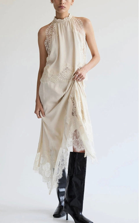 Lace Detail Skirt-White