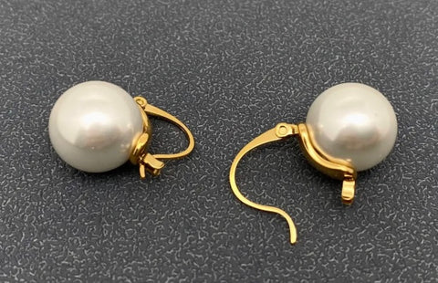 Pearl Charm Gold Hoops