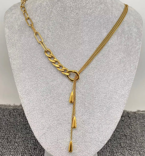 Teardrop Charm Lariat Necklace