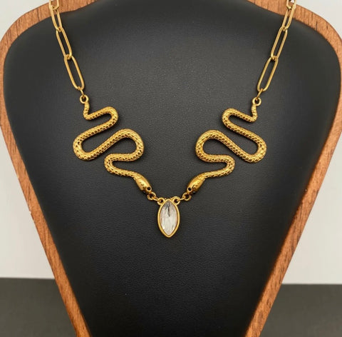 Double Snake Gold Necklace