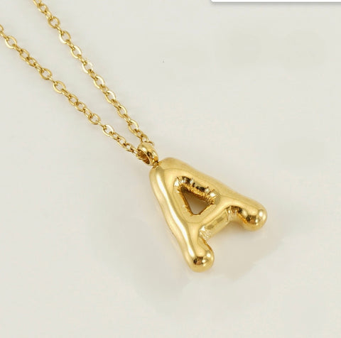 Bubble Balloon Initials Gold Pendant Necklace - Options