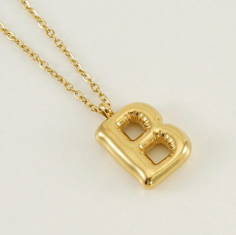 Bubble Balloon Initials Gold Pendant Necklace - Options