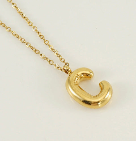 Bubble Balloon Initials Gold Pendant Necklace - Options