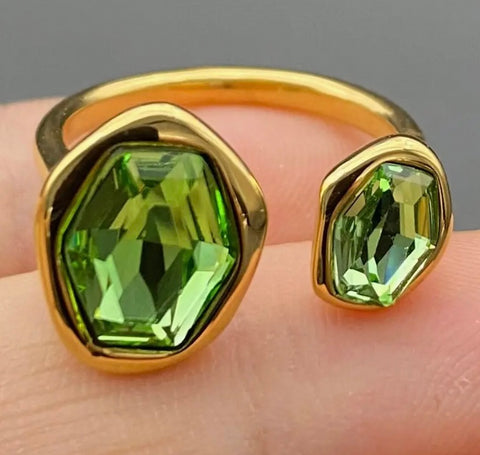 Double Green + Gold Ring