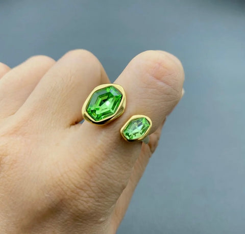 Double Green + Gold Ring