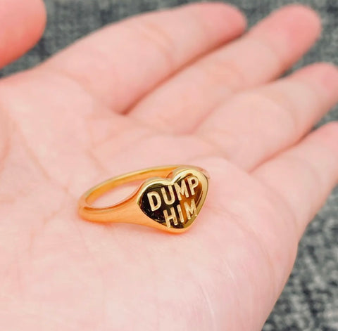 Dump Him Gold Heart Ring