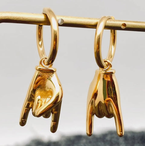 Rock & Roll Gold Charm Huggies