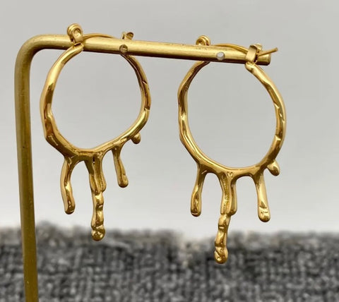 Gold Lava Drop Hoops