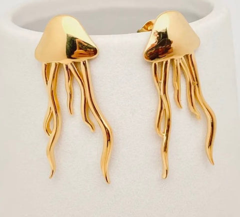 Gold Jellyfish Earrings