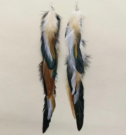 Long Feather Dangle Earrings
