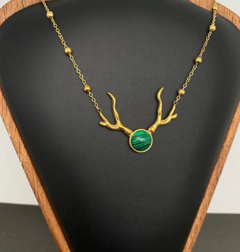 Malachite Antler Gold Necklace