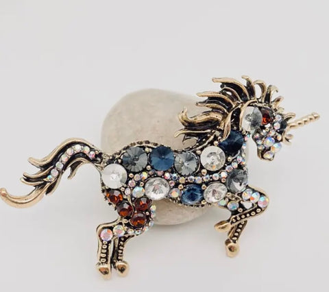 Colourful Galloping Horse Brooch