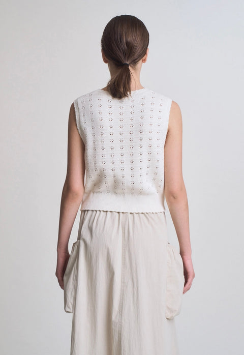 Knit Floral Button Down Vest Top
