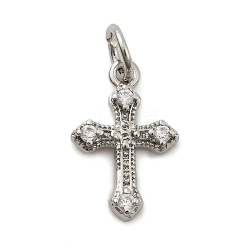 Silver Sparkle Cross Charm