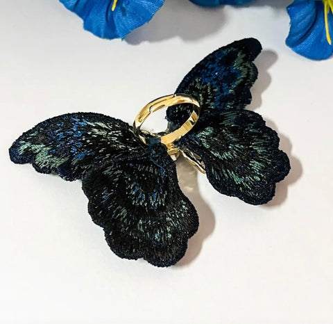 Knit Butterfly Rhinestone Adjustable Ring