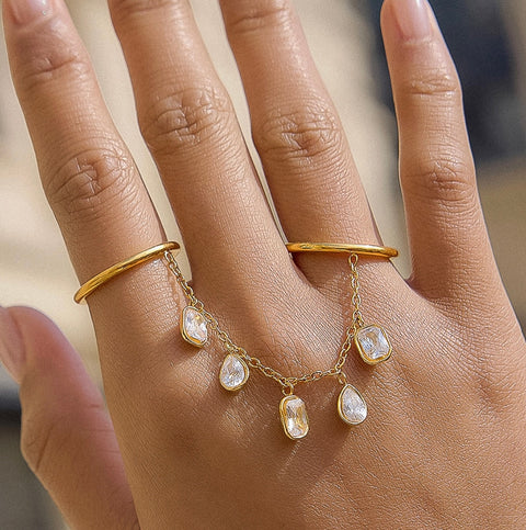 Cosette Gold Dangle Drop Ring