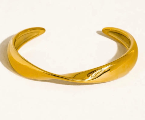 Fioren Gold Sleek Twist Cuff Bracelet