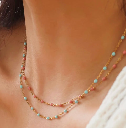 Soleil Gold  Beaded Petite Chain Necklace-options