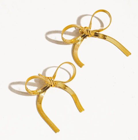 Winona 18K Non-Tarnish Flat Bow Chain Studs