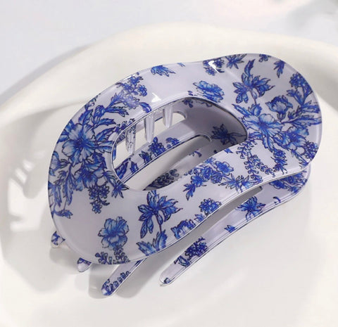 Mixed Print Oval Hair Clip, Vibrant Floral Hair Accessories-options