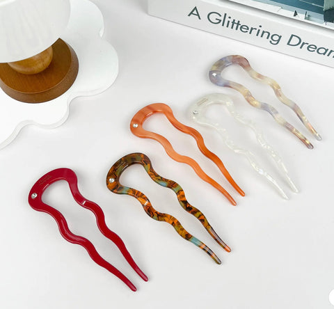 U-Shaped Diamond Hairpin Fork - options
