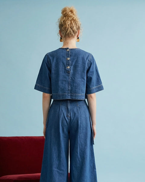 Denim Cropped Boxy Top