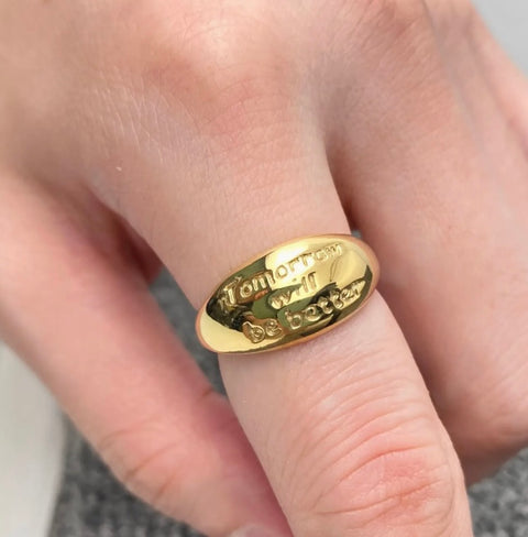 'Tomorrow Will Be Better' 18K Gold Plated Ring