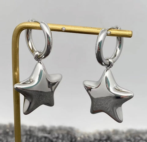 Glossy Star Charm Huggie Earrings