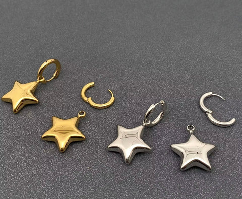 Glossy Star Charm Huggie Earrings