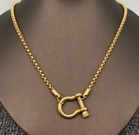 Horseshoe Buckle Charm Necklace
