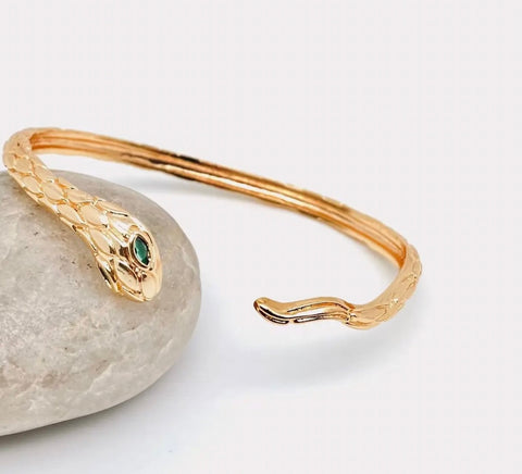 Green-Eyed Snake Cuff