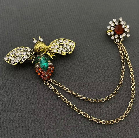 Vintage Rhinestone Bee Brooch