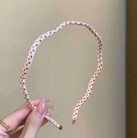 Polka Dot Wavy Skinny Head Band- Options