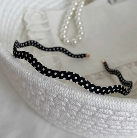 Polka Dot Wavy Skinny Head Band- Options