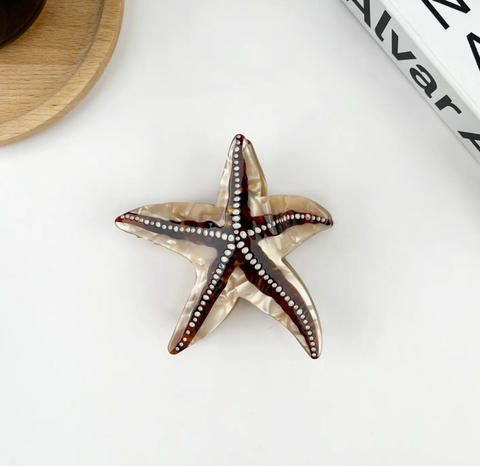 Small Brown Starfish Hair Claw Clip